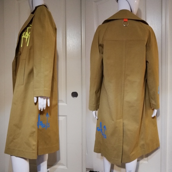 TIBI SCREEN PRINTED Double Breasted TRENCH Coat - Picture 7 of 8